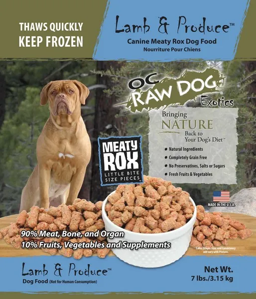 3 Lb OC Raw Lamb & Produce Meaty Rox - Dog/Cat Supplements